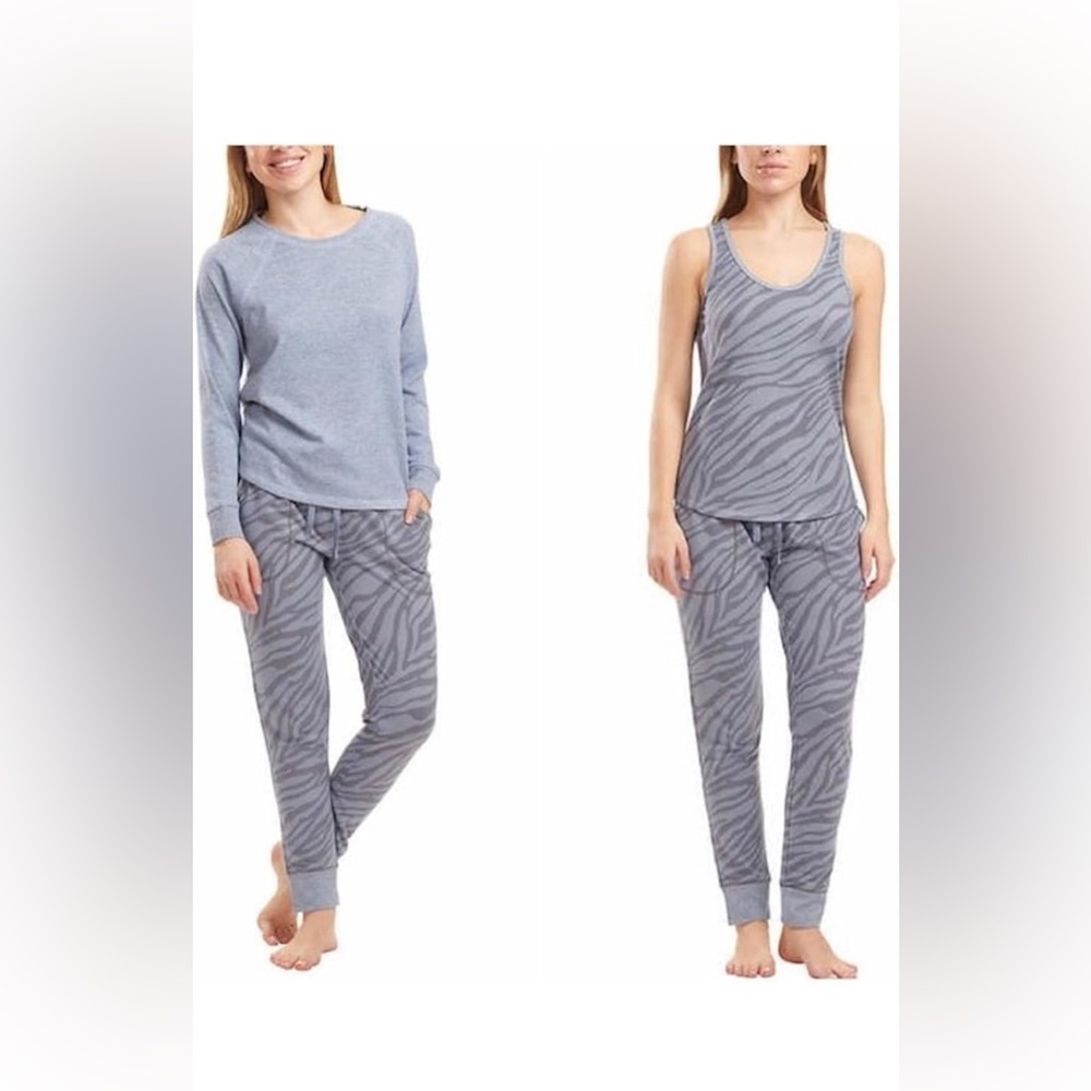 3 Piece Live Love Lounge Zebra Print Blue/Gray Lounge Set Size 3X